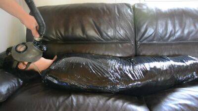 Plastic Mummification Girl With Gasmask - hclips