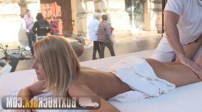 Hot Summer Gives a Foot Job in Public - sunporno.com